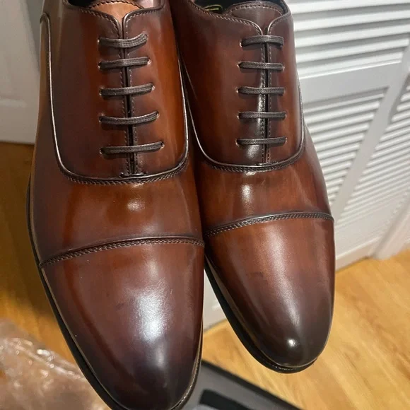 Paul Evans Dark Brown Leather Cagney II Stitched Cap-Toe Oxfords Sz 9.5 - Picture 10 of 15